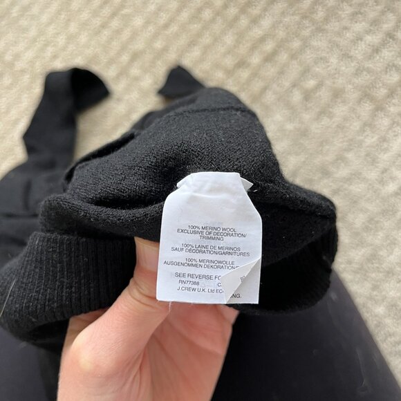 J. Crew Cardigan Black V Neck Pockets Merino Wool Tight Knit Ribbon Trim Size XS - Picture 4 of 10